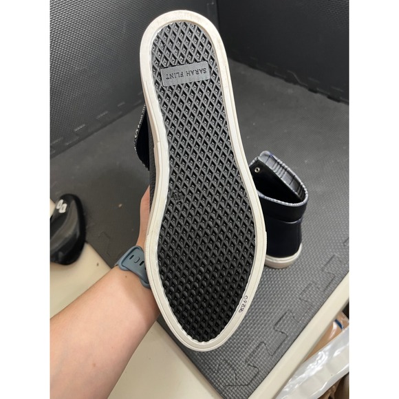 Sarah Flint Charlotte Sneaker in Navy Leather and Houndstooth Fabric 40 US 9-9.5 - Picture 8 of 9